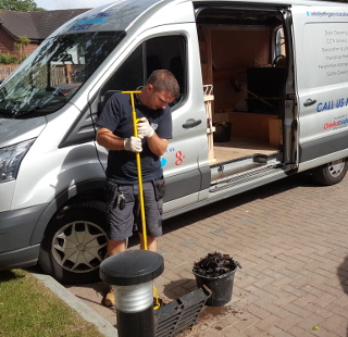 Planned drain maintenance (28 manholes jetting clear) in Felbridge Court, East Grinstead, West Sussex RH19