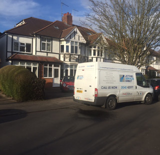 Jetted blocked drain at the side of the property in Torrington Road, Claygate, Esher, Surrey KT10